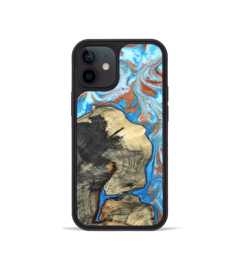 iPhone 12 mini Wood Phone Case - Kailee (Teal & Gold, 819814)