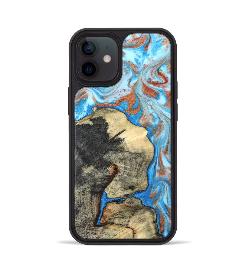 iPhone 12 Wood Phone Case - Kailee (Teal & Gold, 819814)