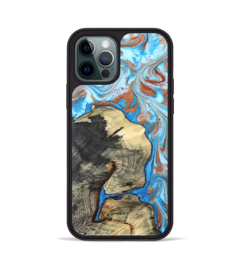 iPhone 12 Pro Wood Phone Case - Kailee (Teal & Gold, 819814)
