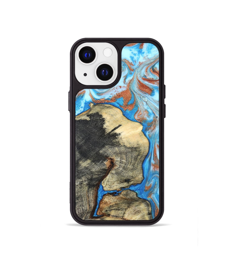 iPhone 13 mini Wood Phone Case - Kailee (Teal & Gold, 819814)
