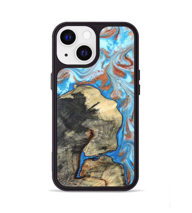 iPhone 13 Wood Phone Case - Kailee (Teal & Gold, 819814)
