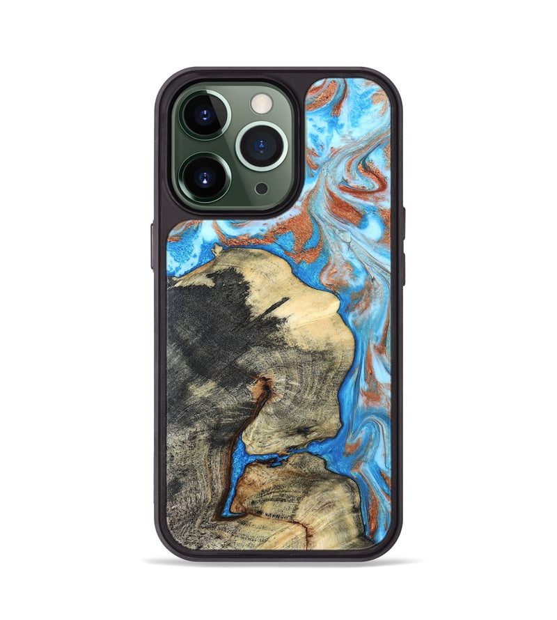iPhone 13 Pro Wood Phone Case - Kailee (Teal & Gold, 819814)