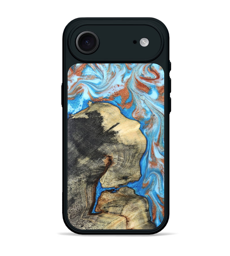 iPhone 17 Air Wood Phone Case - Kailee (Teal & Gold, 819814)