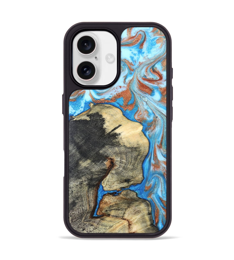 iPhone 17 Wood Phone Case - Kailee (Teal & Gold, 819814)