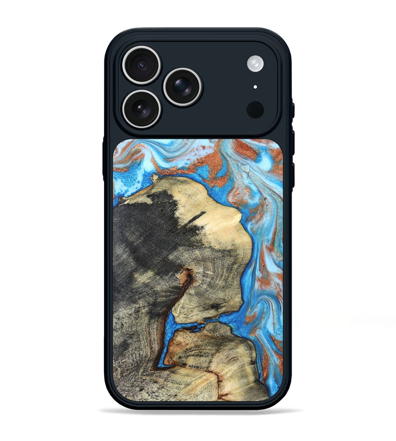 iPhone 17 Pro Max Wood Phone Case - Kailee (Teal & Gold, 819814)