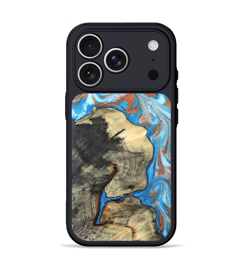 iPhone 17 Pro Wood Phone Case - Kailee (Teal & Gold, 819814)