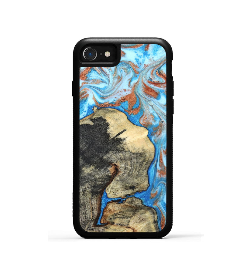 iPhone SE Wood Phone Case - Kailee (Teal & Gold, 819814)