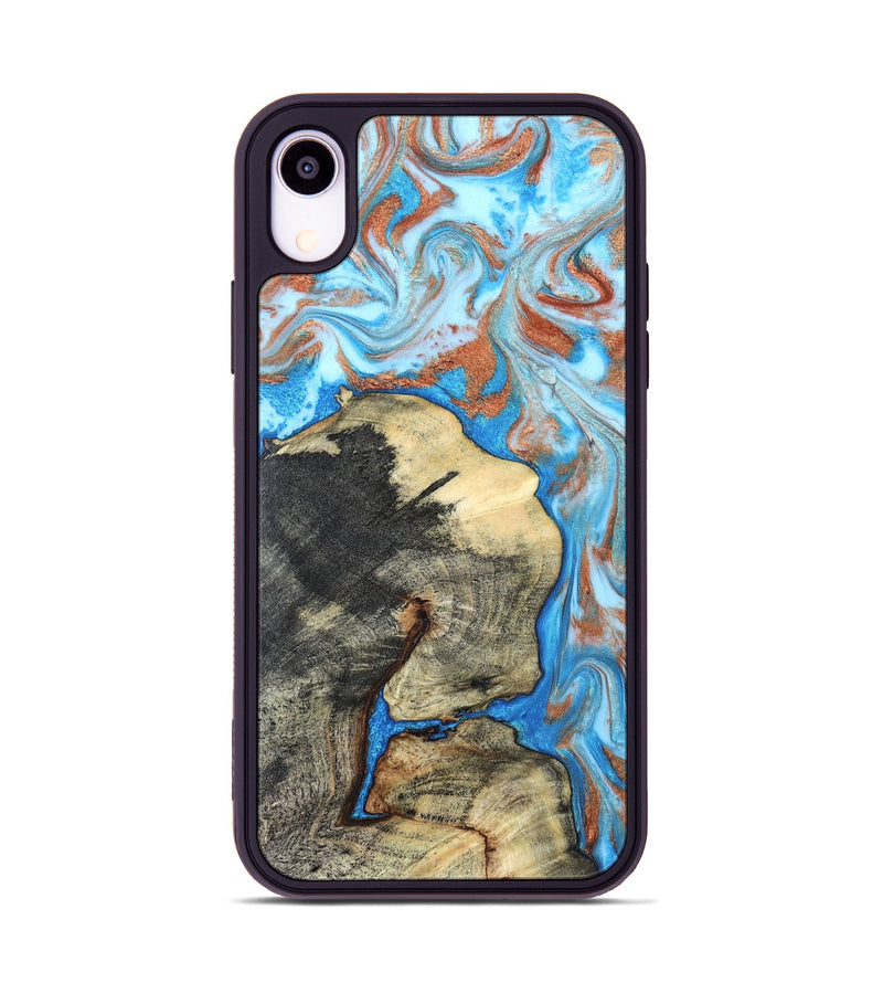 iPhone Xr Wood Phone Case - Kailee (Teal & Gold, 819814)