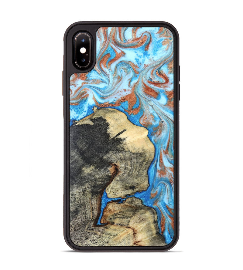 iPhone Xs Max Wood Phone Case - Kailee (Teal & Gold, 819814)