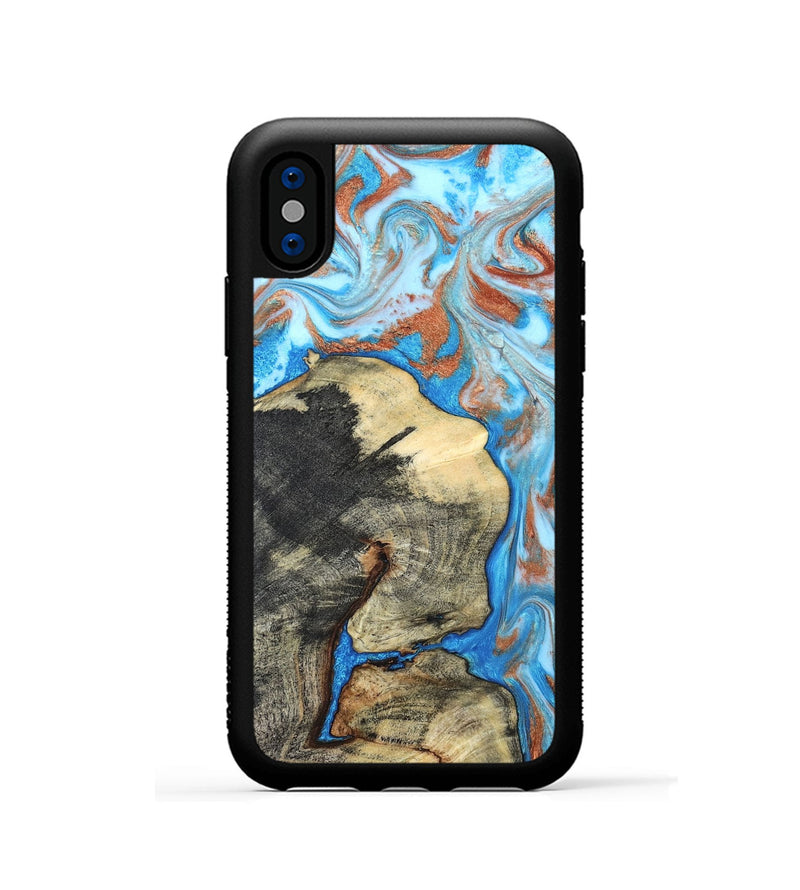 iPhone Xs Wood Phone Case - Kailee (Teal & Gold, 819814)