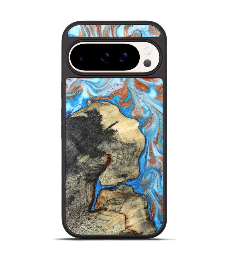 Pixel 9 Wood Phone Case - Kailee (Teal & Gold, 819814)