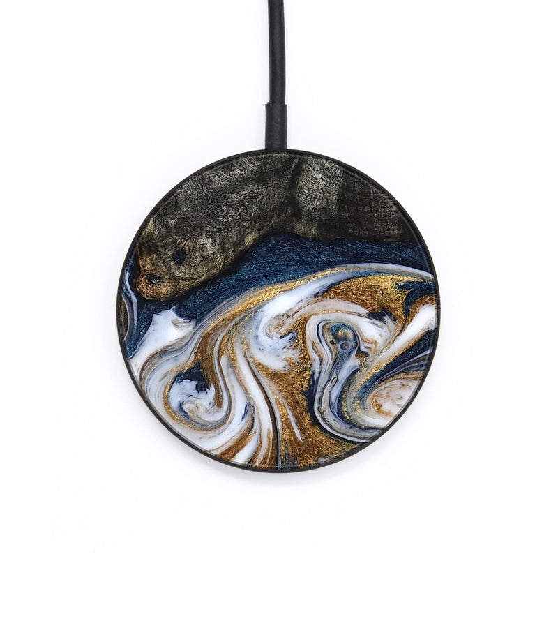 Circle Wood Wireless Charger - Mira (Teal & Gold, 819815)