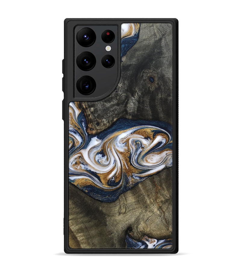Galaxy S22 Ultra Wood Phone Case - Mira (Teal & Gold, 819815)