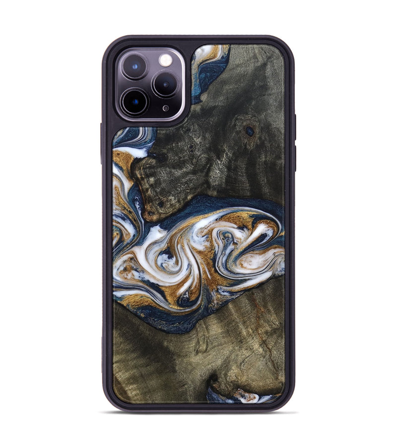 iPhone 11 Pro Max Wood Phone Case - Mira (Teal & Gold, 819815)
