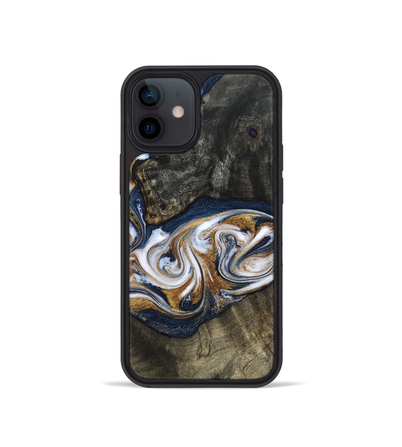 iPhone 12 mini Wood Phone Case - Mira (Teal & Gold, 819815)