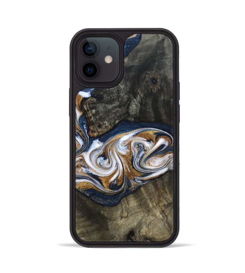 iPhone 12 Wood Phone Case - Mira (Teal & Gold, 819815)