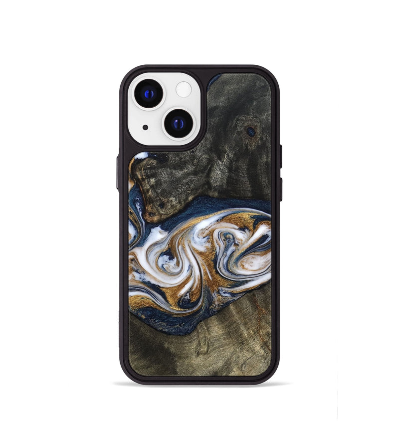 iPhone 13 mini Wood Phone Case - Mira (Teal & Gold, 819815)