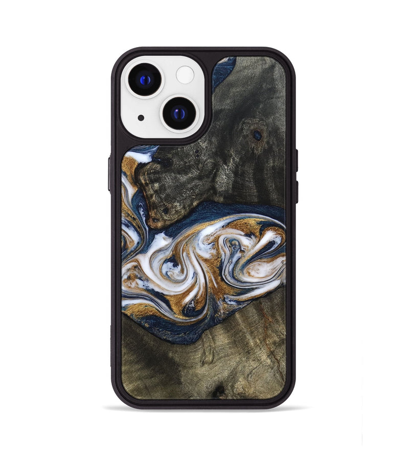 iPhone 13 Wood Phone Case - Mira (Teal & Gold, 819815)