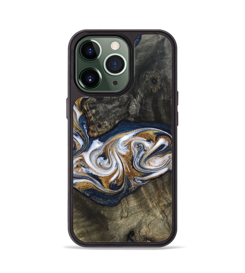 iPhone 13 Pro Wood Phone Case - Mira (Teal & Gold, 819815)