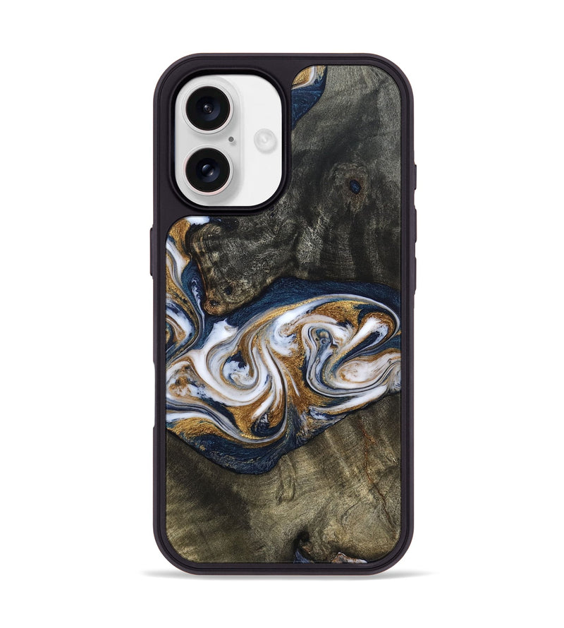 iPhone 17 Wood Phone Case - Mira (Teal & Gold, 819815)