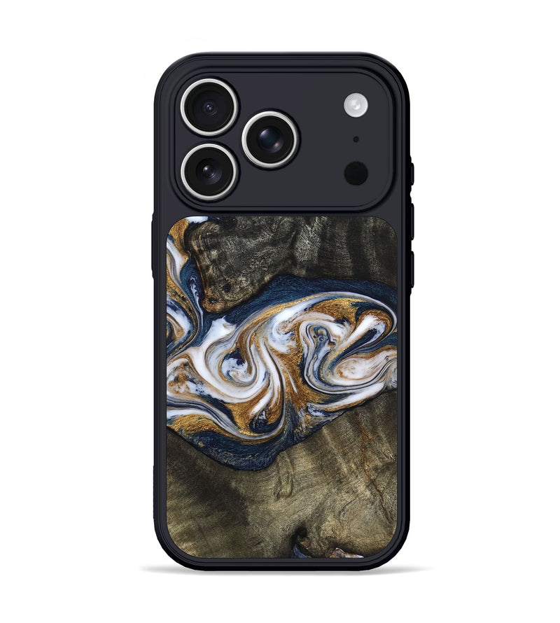 iPhone 17 Pro Wood Phone Case - Mira (Teal & Gold, 819815)