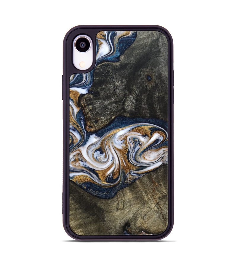 iPhone Xr Wood Phone Case - Mira (Teal & Gold, 819815)