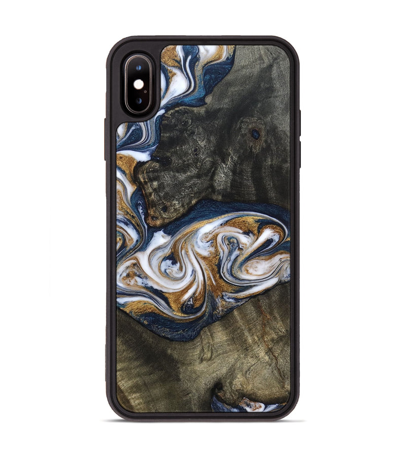 iPhone Xs Max Wood Phone Case - Mira (Teal & Gold, 819815)