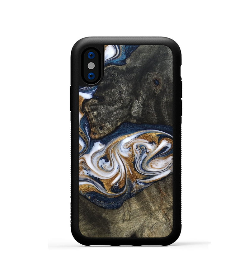 iPhone Xs Wood Phone Case - Mira (Teal & Gold, 819815)