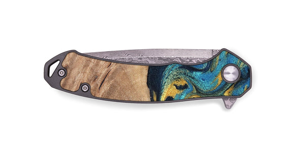 EDC Wood Pocket Knife - Deanne (Teal & Gold, 819816)