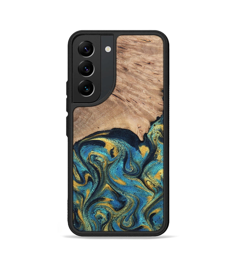 Galaxy S22 Wood Phone Case - Deanne (Teal & Gold, 819816)
