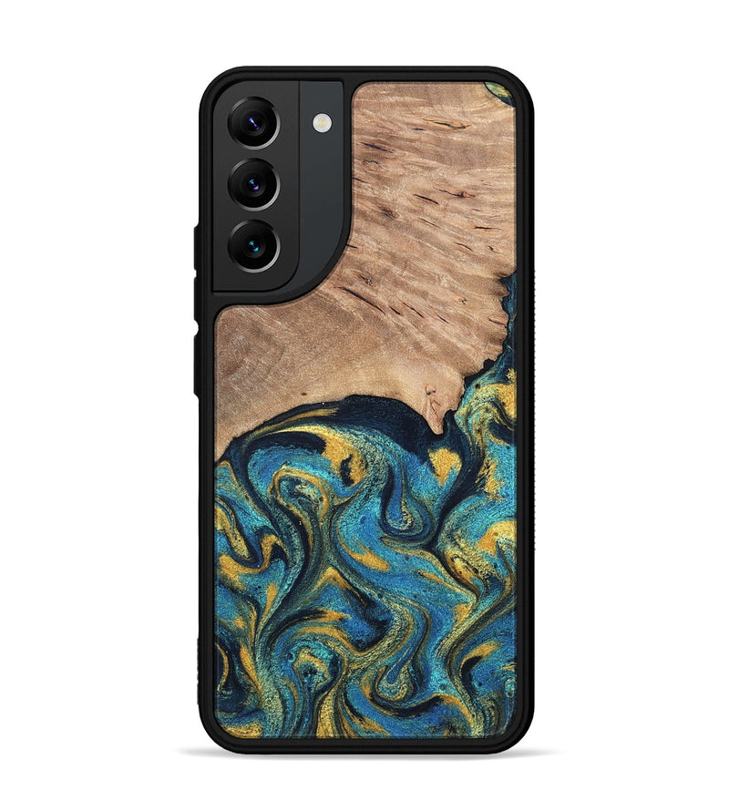 Galaxy S22 Plus Wood Phone Case - Deanne (Teal & Gold, 819816)