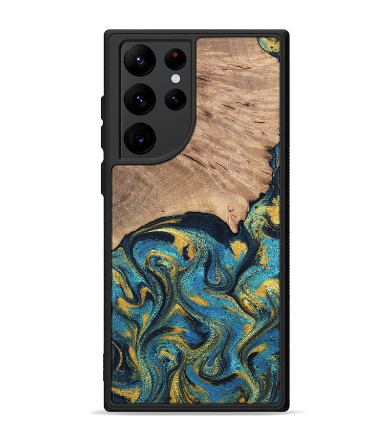 Galaxy S22 Ultra Wood Phone Case - Deanne (Teal & Gold, 819816)