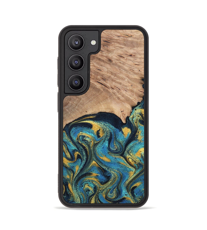 Galaxy S23 Wood Phone Case - Deanne (Teal & Gold, 819816)