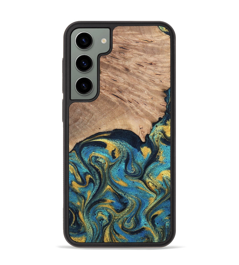 Galaxy S23 Plus Wood Phone Case - Deanne (Teal & Gold, 819816)