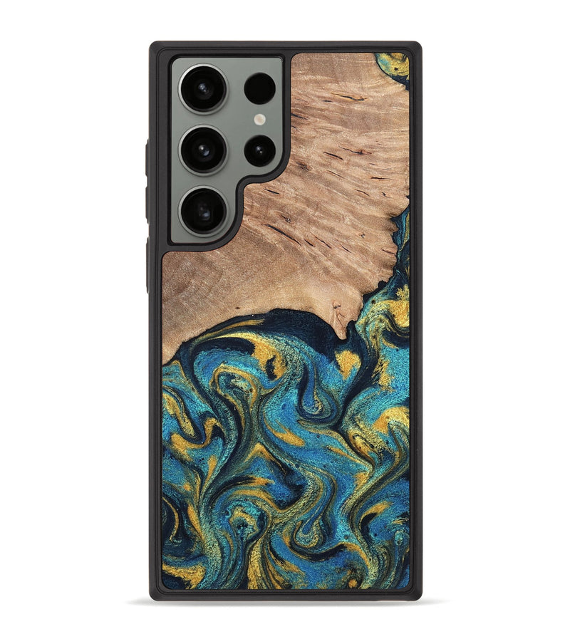 Galaxy S23 Ultra Wood Phone Case - Deanne (Teal & Gold, 819816)