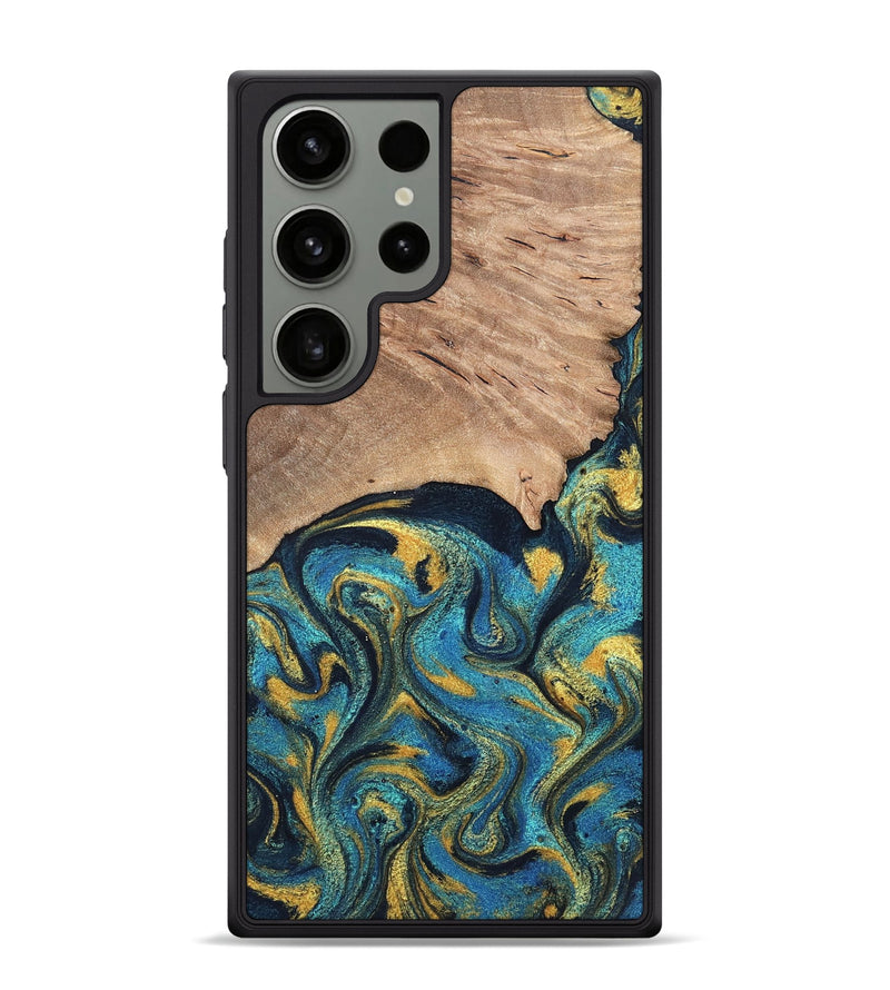 Galaxy S24 Ultra Wood Phone Case - Deanne (Teal & Gold, 819816)