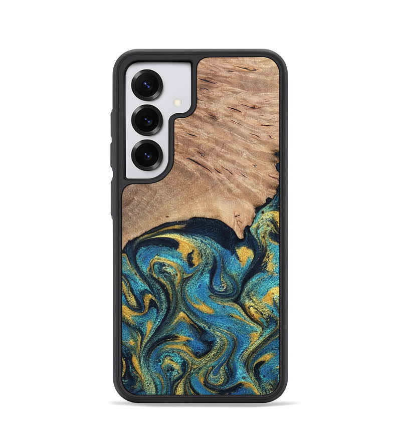 Galaxy S25 Wood Phone Case - Deanne (Teal & Gold, 819816)