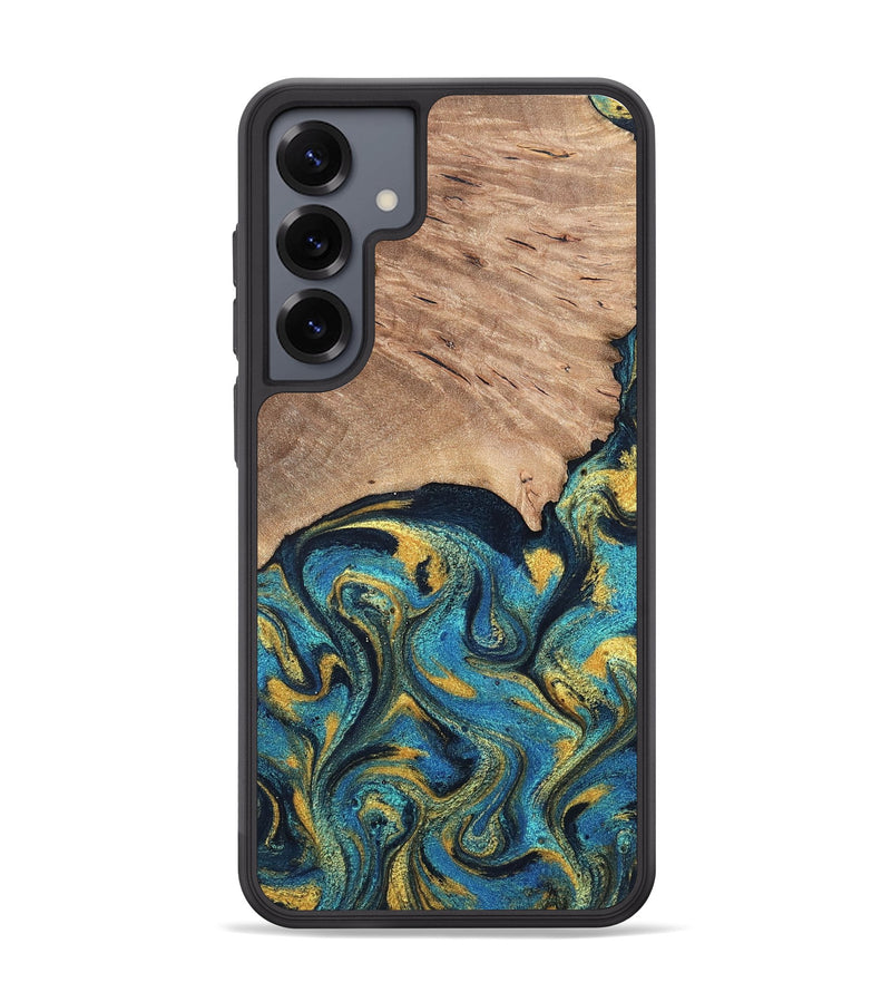 Galaxy S25 Plus Wood Phone Case - Deanne (Teal & Gold, 819816)