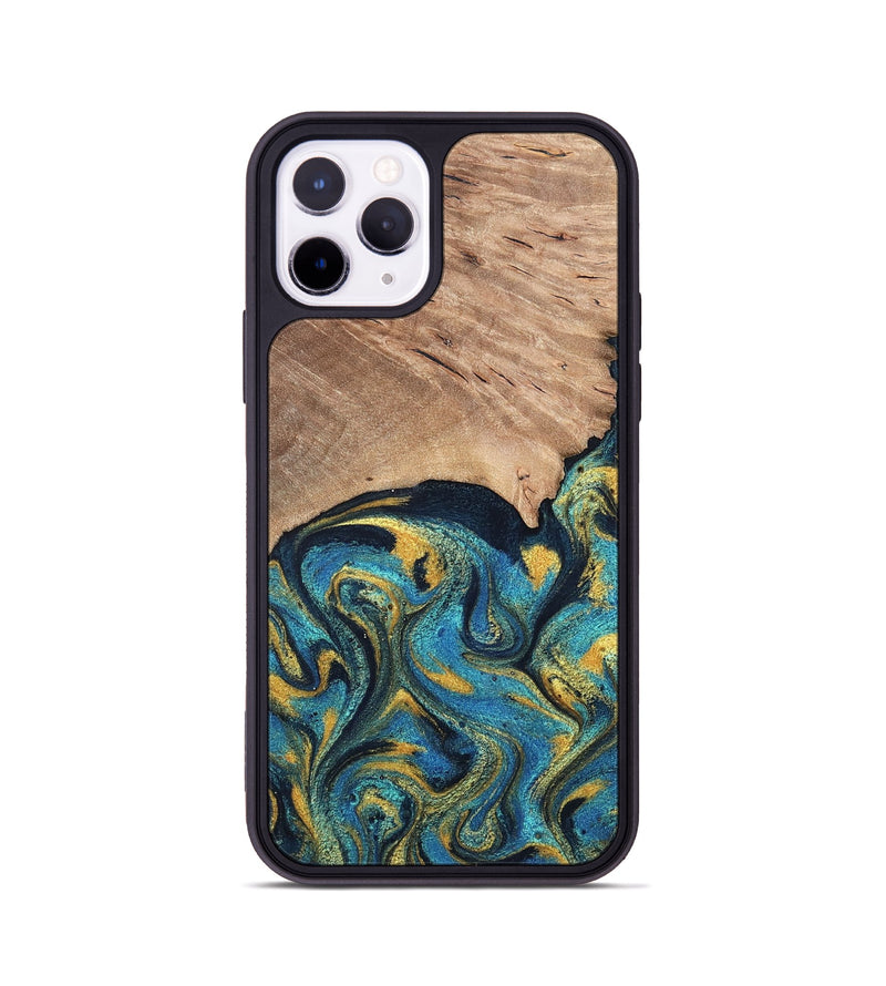 iPhone 11 Pro Wood Phone Case - Deanne (Teal & Gold, 819816)
