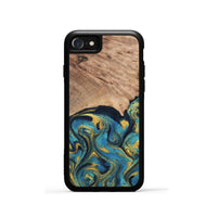 iPhone SE Wood Phone Case - Deanne (Teal & Gold, 819816)