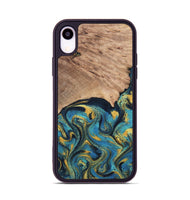 iPhone Xr Wood Phone Case - Deanne (Teal & Gold, 819816)