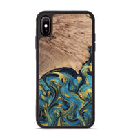 iPhone Xs Max Wood Phone Case - Deanne (Teal & Gold, 819816)