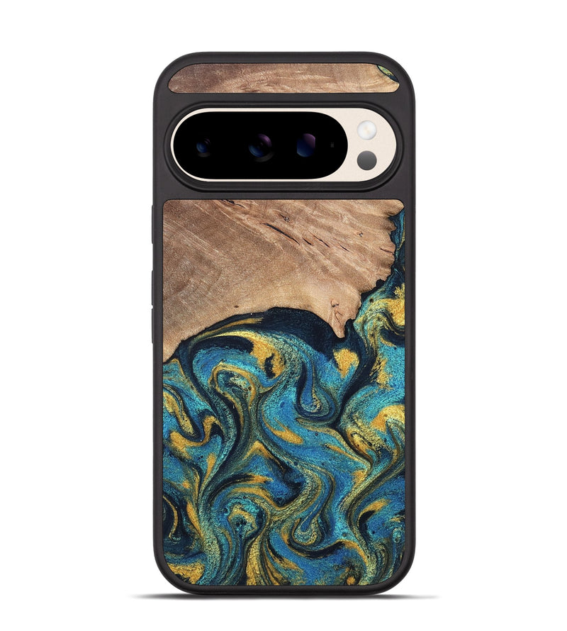 Pixel 10 Pro Wood Phone Case - Deanne (Teal & Gold, 819816)