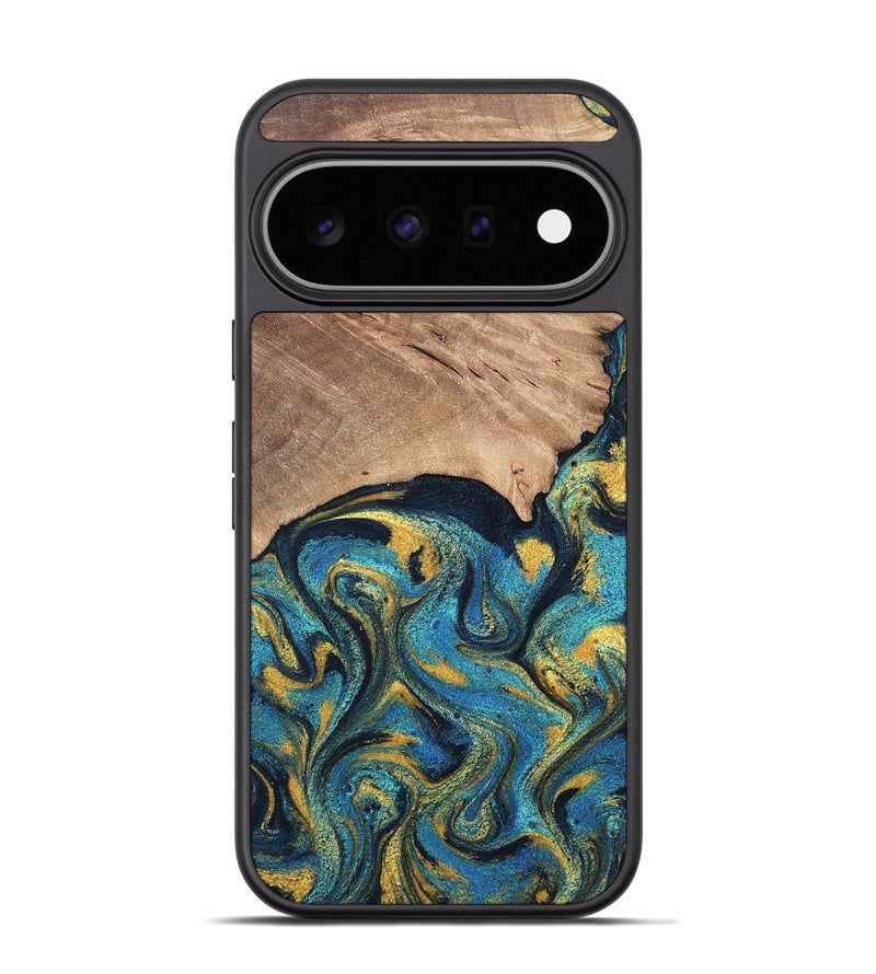 Pixel 11 Pro Wood Phone Case - Deanne (Teal & Gold, 819816)