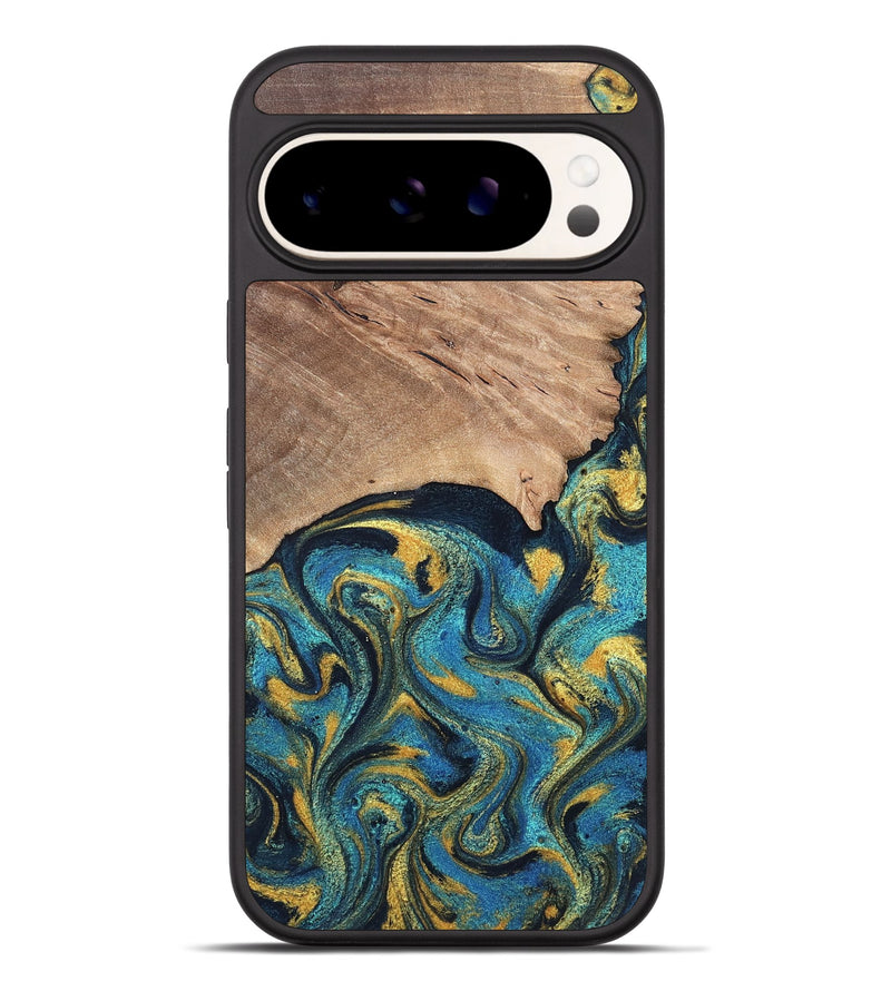 Pixel 9 Pro XL Wood Phone Case - Deanne (Teal & Gold, 819816)