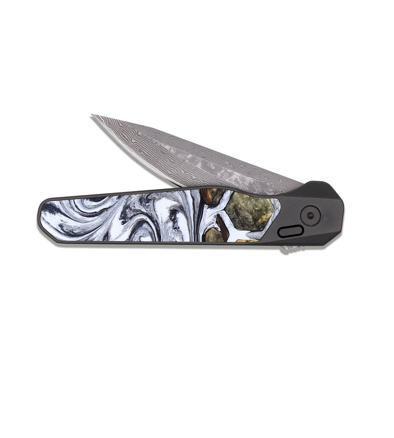 EDC Dark Damascus Wood Pocket Knife - Karla (Pattern, 819818)