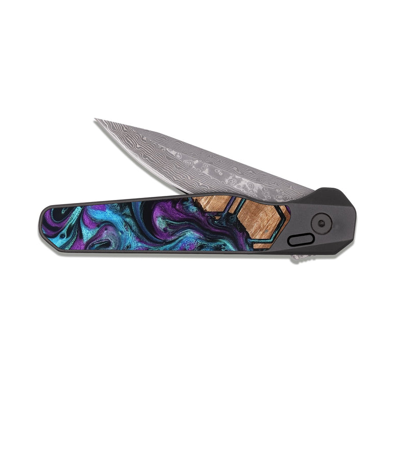 EDC Dark Damascus Wood Pocket Knife - Kolton (Pattern, 819826)