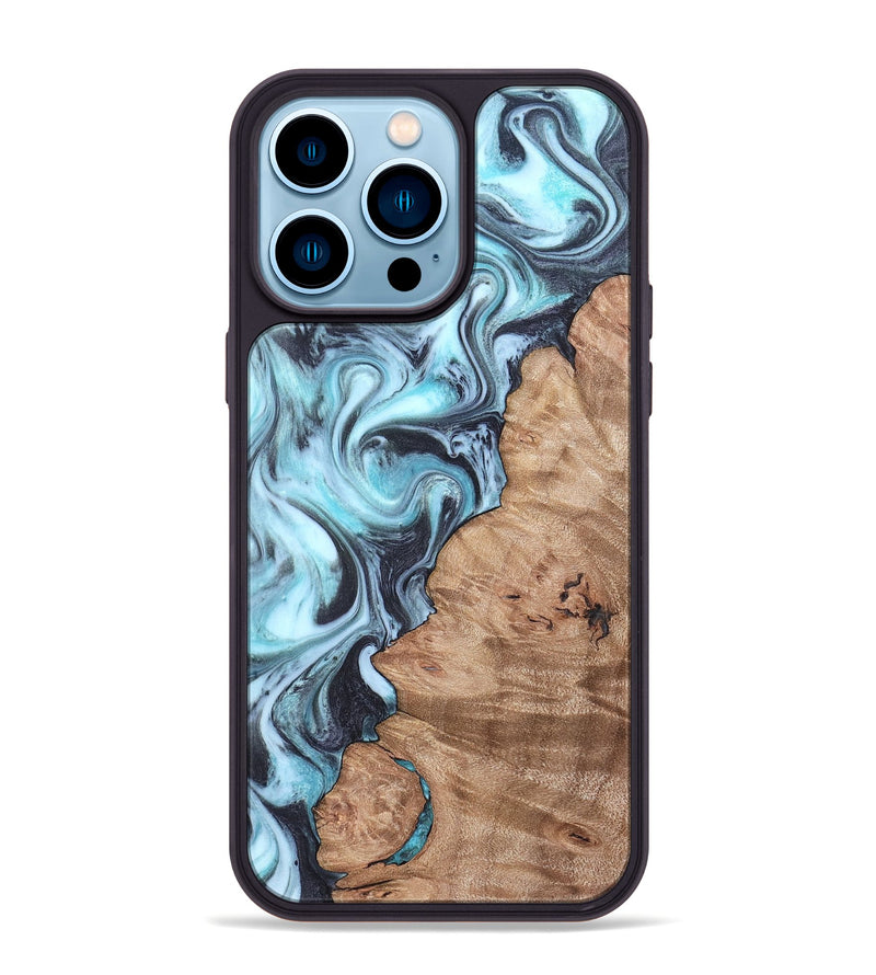 iPhone 14 Pro Max Wood Phone Case - Isabel (Blue, 819829)