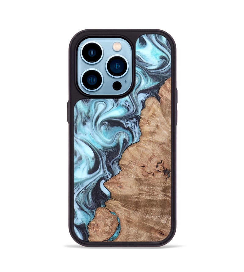 iPhone 14 Pro Wood Phone Case - Isabel (Blue, 819829)