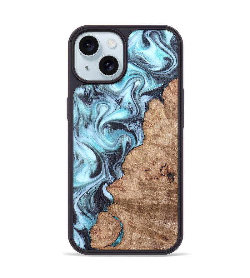iPhone 15 Wood Phone Case - Isabel (Blue, 819829)
